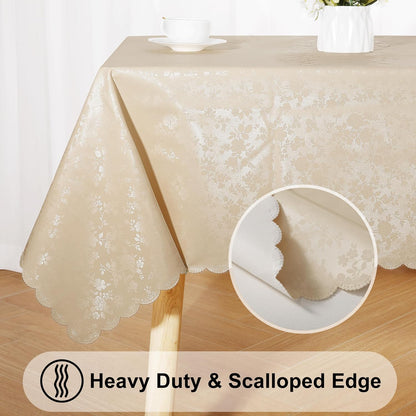Bulk Beige 60" x 84" Rectangular Tablecloth Heavy Duty Waterproof Wipeable Table Cover for Kitchen and Dining Room Wholesale