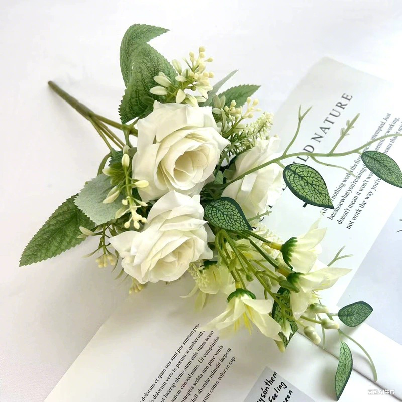 Artificial Rose Flowers 13.3 Inch 6 Stems Lifelike Silk Faux Roses for Vase Arrangements Wedding Bouquets Home Decor