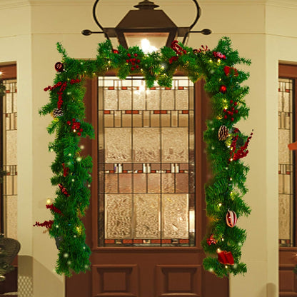 Bulk 71" 106" LED Christmas Garland with Pinecones Red Berries Bows Christmas Balls Candies for Holiday Door Wall Fireplace Decor Wholesale