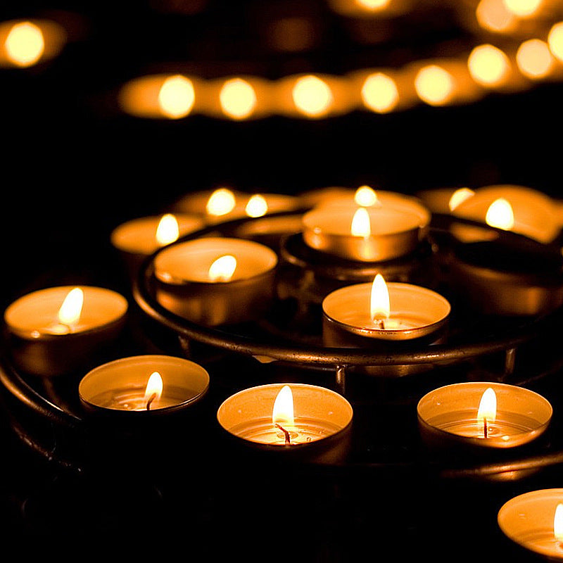 Bulk 50 Pcs Unscented Smokeless Round White Tea Light Candles 7-8 Hour Burn Time for Events and Home Decor Wholesale