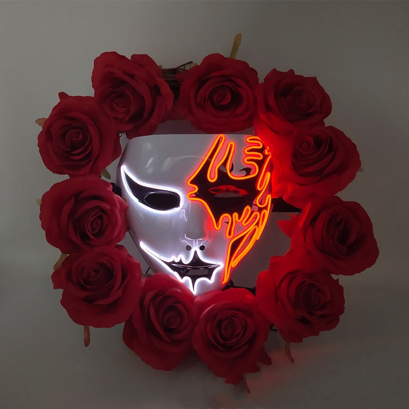 Halloween Skull Light Up Wreath 16 Inch Artificial Halloween Decoration