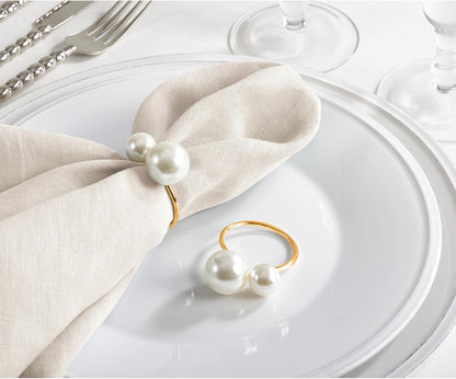 Bulk 12 Pcs Pearl Napkin Ring Gold Napkin Holders for Dining Table Party and Wedding Decor Wholesale