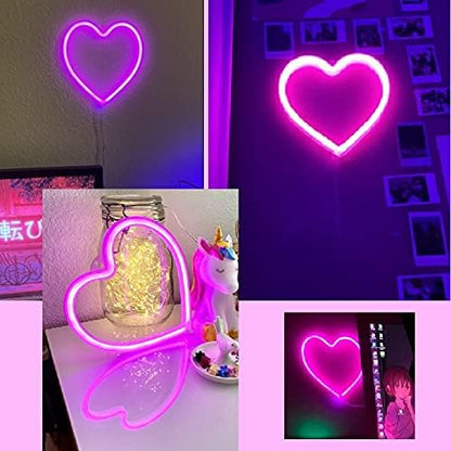 Bulk Pink Heart Neon Sign LED Light Battery Operated or USB Powered Table & Wall Decor for Valentine's Day Mother's Day Birthday Party Wholesale