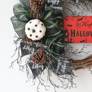 Halloween Black Mesh Wreath 20 Inch Artificial Decorative Door Wreath