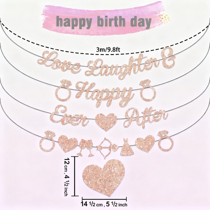 Rose Gold Glitter Bachelorette Party Banner - Miss to Mrs & Bride to Be Wedding/Single Party Decorations