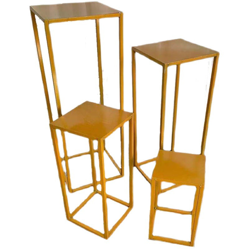 Bulk Set of 4 Gold and White Column Vases Metal Flower Stands for Table Centerpieces Wedding Party and Floral Arrangements Wholesale