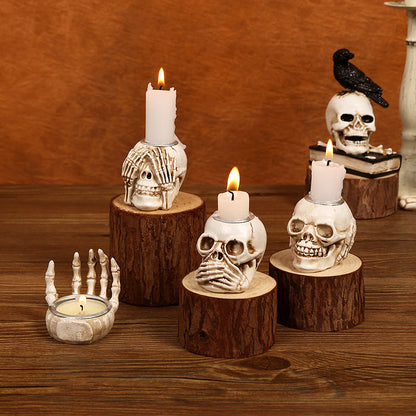 Bulk Halloween Decoration Skull Candle Holder Spooky Decoration for Escape Rooms and Murder Mysteries Wholesale