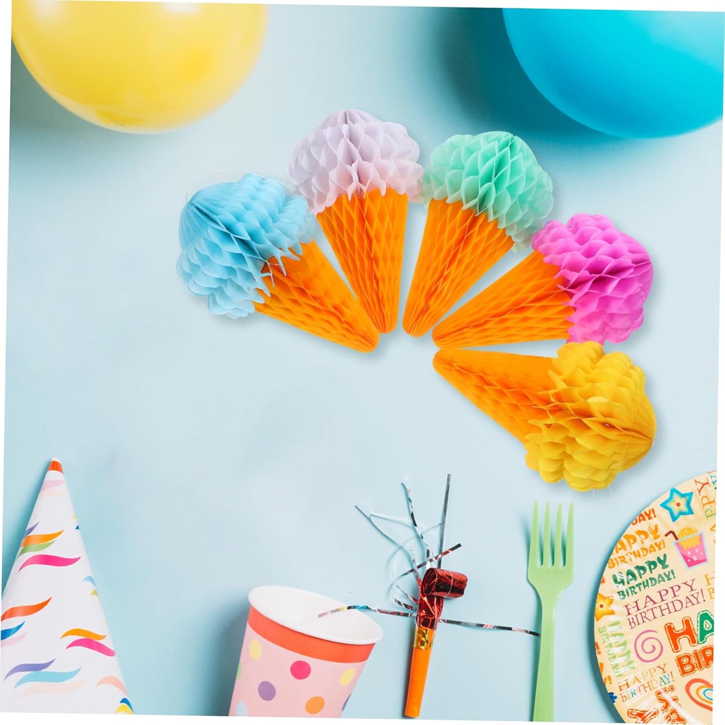 Bulk 10 Pcs Ice Cream Honeycomb Ball Backdrop Streamers Perfect for Birthday Parties Holiday Celebrations Hawaiian Weddings and Summer Decor Wholesale