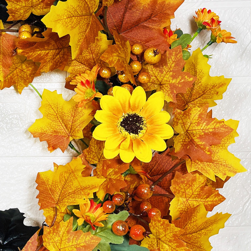 Halloween Mesh Pine Cone Berry Rattan Wreath with Skull 18 Inch Black Bulk Wholesale