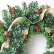 Christmas Burlap Bell Wreath 24 Inch Decorative Holiday Door Hanging