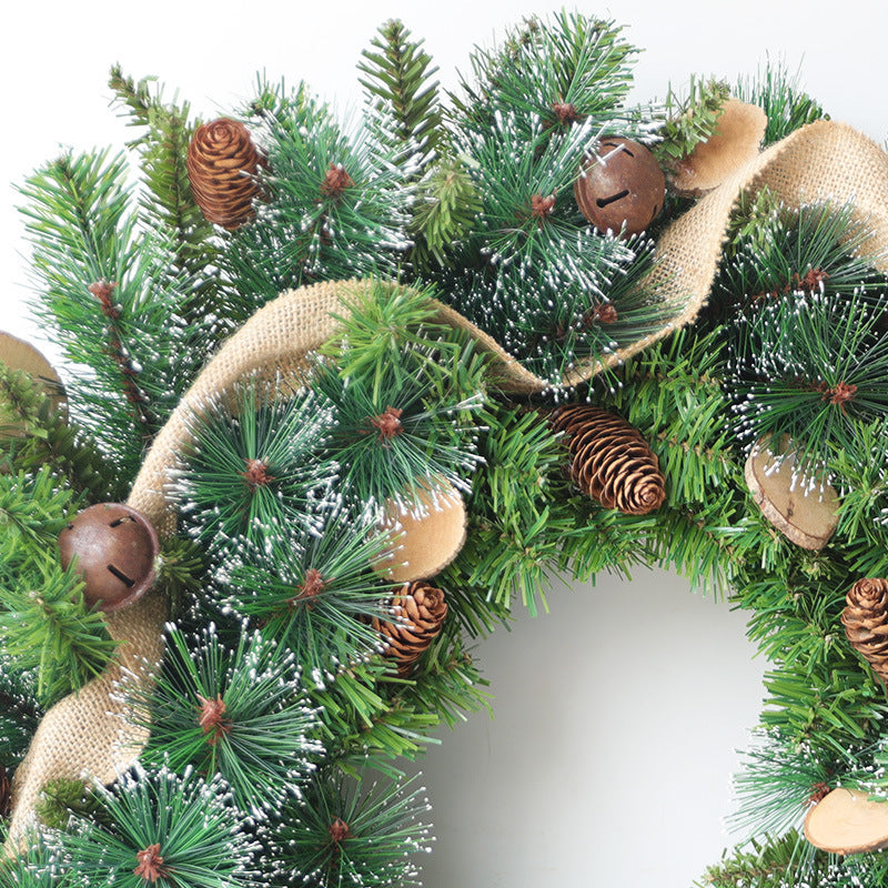 Christmas Burlap Bell Wreath 24 Inch Decorative Holiday Door Hanging