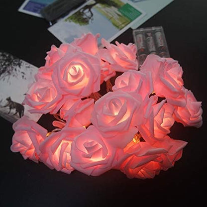 Bulk 10FT 20LED Pink Rose Flower String Lights Battery Operated 5cm Large Rose Flowers for Valentine's Day Wedding Home Party Festival Decor Wholesale