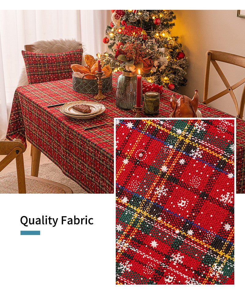 Bulk Christmas Plaid Snowflakes Tablecloths for Christmas Party Decor Wholesale