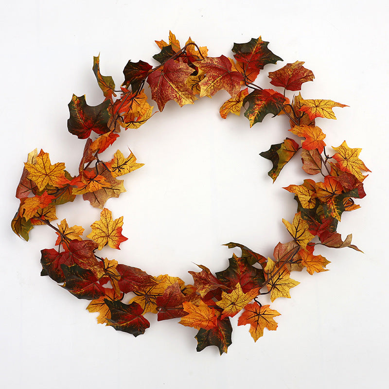 Maple Rattan Garland 69 Inch Autumn Fall Thanksgiving Halloween Decoration