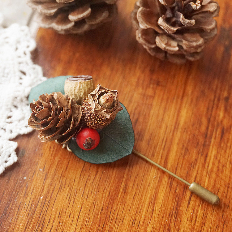 Christmas Pine Cone Brooch Pin Holiday Accessory Gift