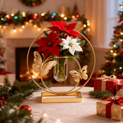 Gold Butterfly Glass Test Tube Vase - Luxury Home Decor for Living Room & Dining Table