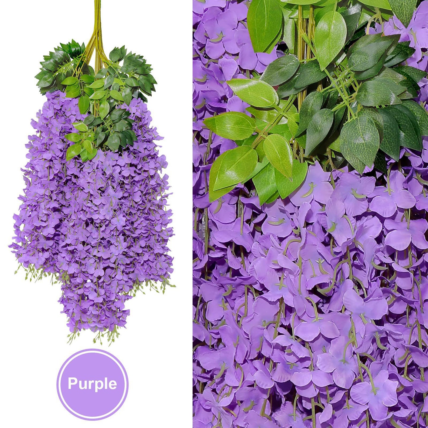 Premium Artificial Wisteria Garland 12 Piece Set  Realistic Hanging Flowers for Wedding Home Décor & Garden Party Arrangements