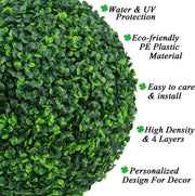 5 Pack Artificial Boxwood Topiary Balls, Large Greenery Spheres, UV Resistant Outdoor Plants