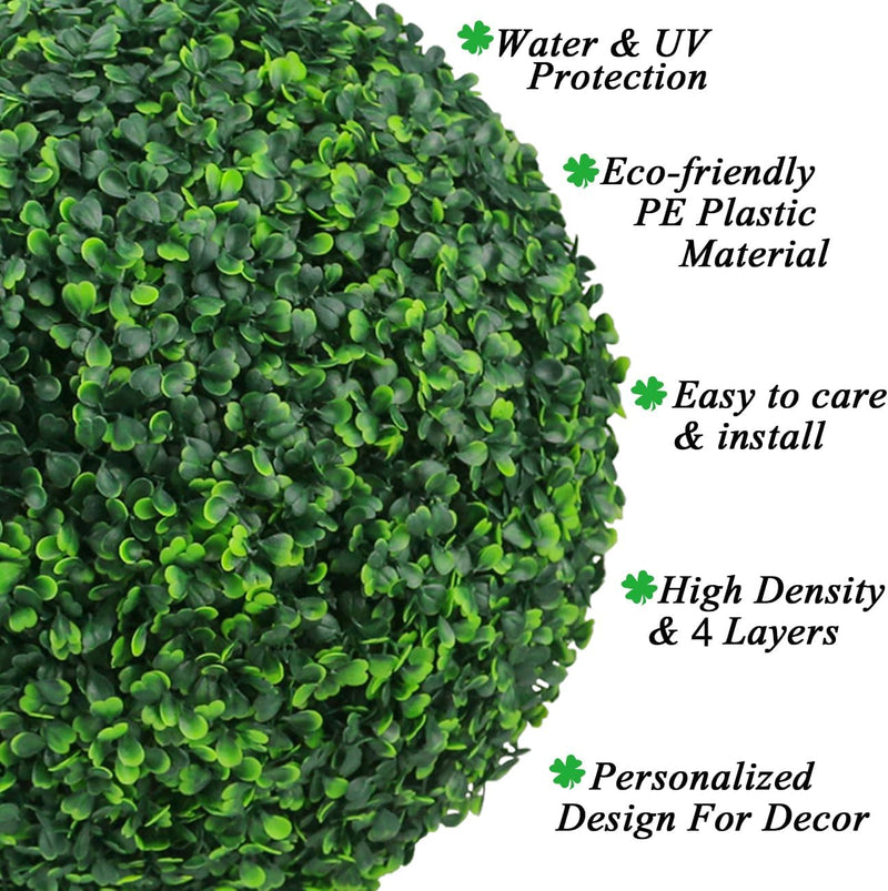 5 Pack Artificial Boxwood Topiary Balls, Large Greenery Spheres, UV Resistant Outdoor Plants