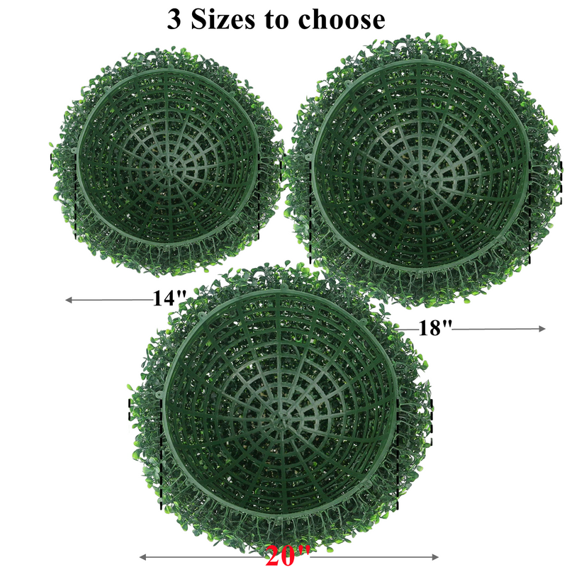5 Pack Artificial Boxwood Topiary Balls, Large Greenery Spheres, UV Resistant Outdoor Plants