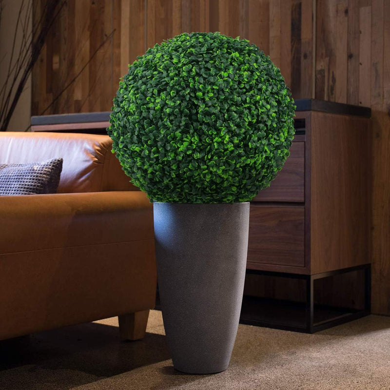 5 Pack Artificial Boxwood Topiary Balls, Large Greenery Spheres, UV Resistant Outdoor Plants