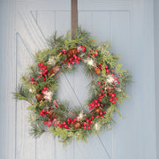 Artificial Christmas Pine Cone Wreath 20 Inch Red Cone Holiday Decor