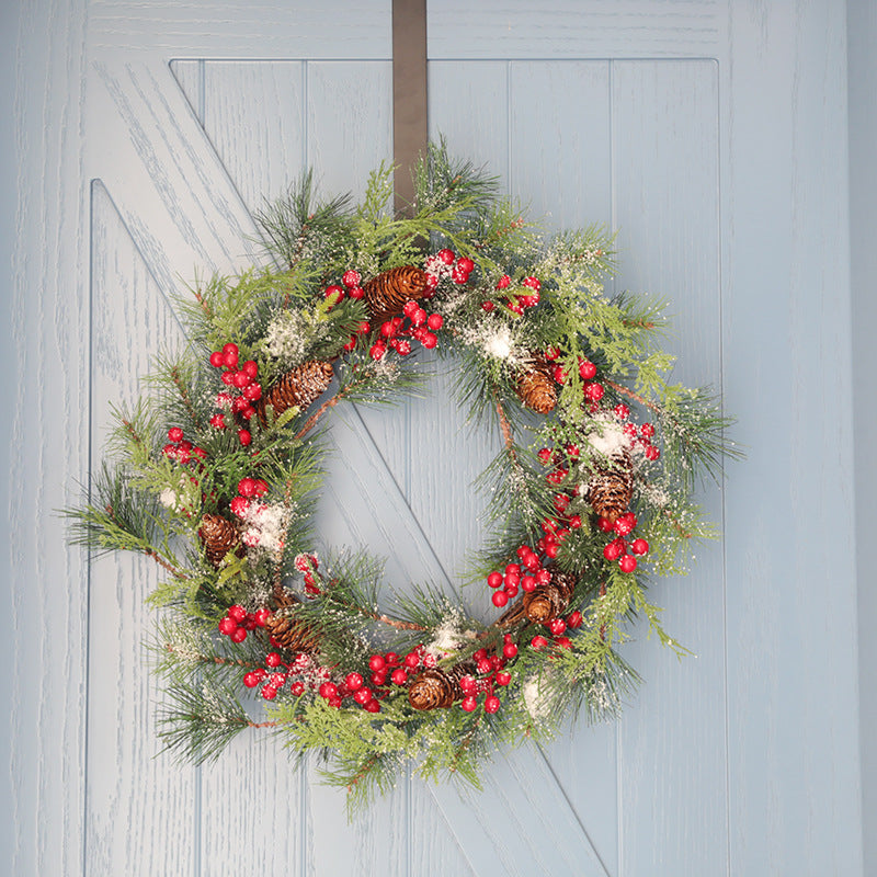 Artificial Christmas Pine Cone Wreath 20 Inch Red Cone Holiday Decor