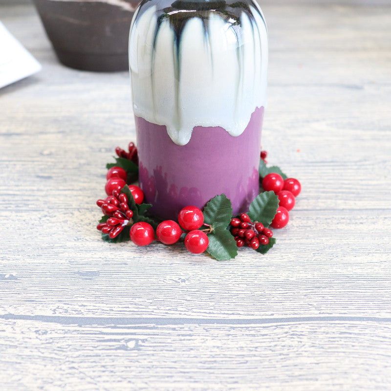 Christmas Candle Cranberry Mini Wreaths Artificial Holiday Decor