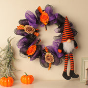 16 Inch Purple Gauze Halloween Pumpkin Wreath Bulk Wholesale Artificial Decor