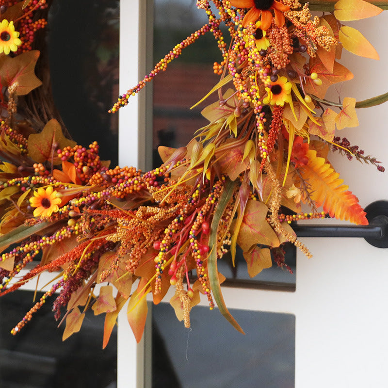 24 Inch Artificial Maple Leaf Autumn Wreath, Large Thanksgiving Fall Decor, Bulk Quantity