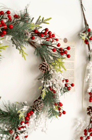 Artificial Pinecone Holly Berry Christmas Picks 12 Inch 10 Pcs Bulk Floral Arrangement Swags