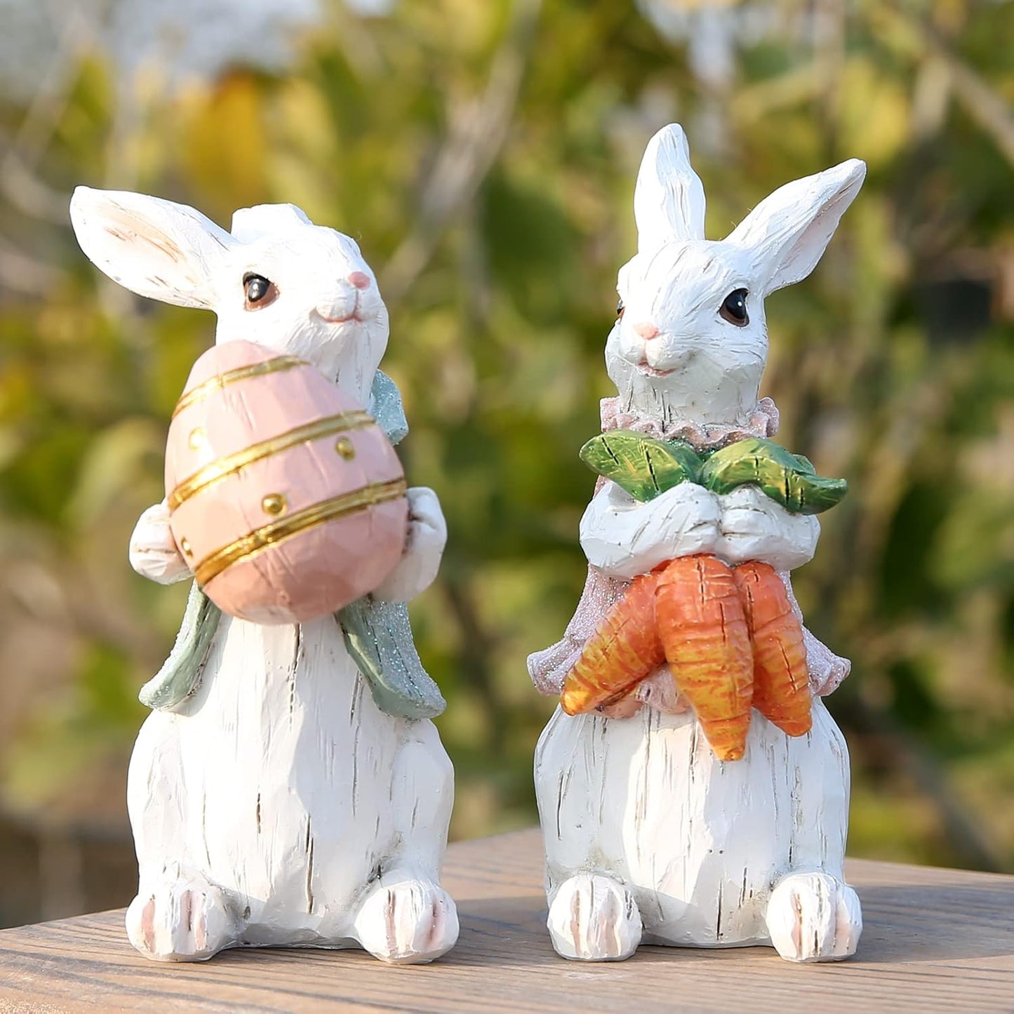 Bulk 2 Pcs Easter Bunny Figurines Easter White Rabbit for Spring Home Decor Wholesale