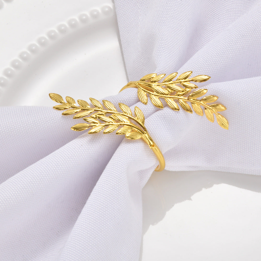 Bulk Set of 20 Gold Metal Leaf Napkin Rings Elegant Napkin Holders for Wedding Dining Table Parties  and Everyday Wholesale