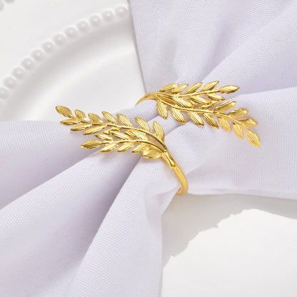Bulk Set of 20 Gold Metal Leaf Napkin Rings Elegant Napkin Holders for Wedding Dining Table Parties  and Everyday Wholesale