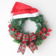 Christmas Wreath 12 Inch Red Foam Berries Pine Cones Artificial PE Leaves