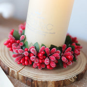 Christmas Red Artificial Fruit Tabletop Wreath with Candlestick Holder