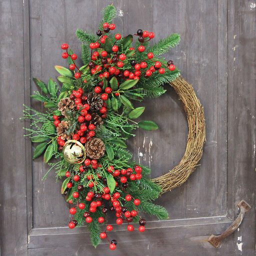 Christmas Red Berry Wreath Front Door Decoration 14 Inch Artificial Holiday Decor