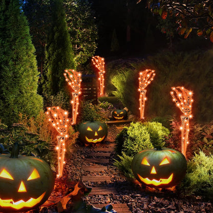 Bulk Halloween Outdoor Decor 5 Illuminated Skull Arm Stakes Spooky Halloween Decorations for Yard Lawn and Garden Wholesale