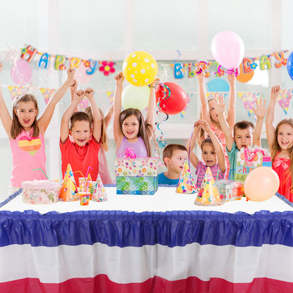 Bulk 10 Pcs Rectangular Patriotic Striped Table Skirt 28.7*167.7 inches Carnival Party Decoration Wholesale