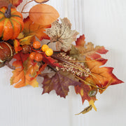 Harvest Pumpkin and Berries Large Artificial Wreath 24 Inch Fall Decoration