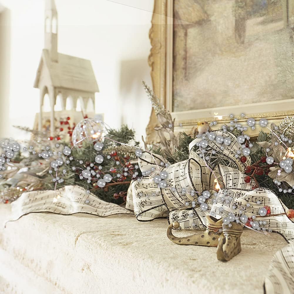Bulk 13FT 40 LED White Pearl String Lights Battery Operated Lights for Xmas Bedroom Mantel Wedding and Party Decor Wholesale