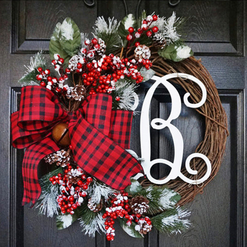 Christmas Artificial Letter Wreath 16 Inch and 12 Inch Decorative Holiday Decor