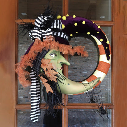 Halloween Witch Moon Wreath 16 Inch Artificial Decorative Wreath