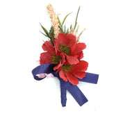 Retro Red Peony and Daisy Boutonnieres and Corsage Set, Bulk Artificial Flowers, Wedding Accessories