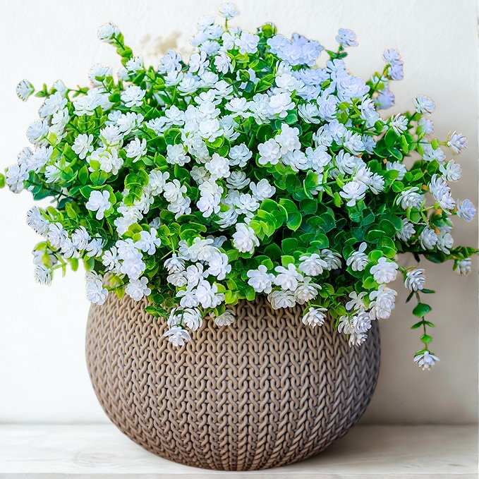12 PCS Artificial Flowers Stems, 12 Inch UV Resistant Lifelike Greenery for Indoor Outdoor Pots and Planters