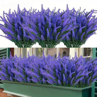 Premium Artificial Lavender Plants 12 Pack UV Resistant Faux Greenery with Rustproof Stems for Indoor Wedding & Outdoor Home Decor