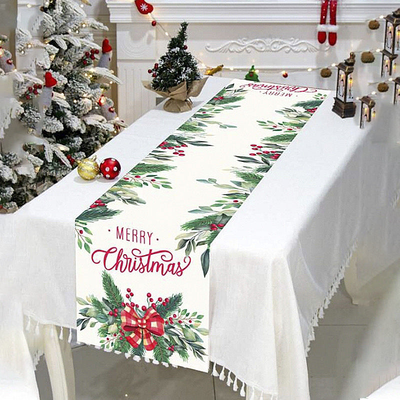 Bulk 12.5x71 Inch Christmas Table Runner Christmas Trees Design for Home Parties Winter Seasonal Holiday Kitchen Dining Table Decorations Wholesale