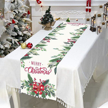 Bulk 12.5x71 Inch Christmas Table Runner Christmas Trees Design for Home Parties Winter Seasonal Holiday Kitchen Dining Table Decorations Wholesale