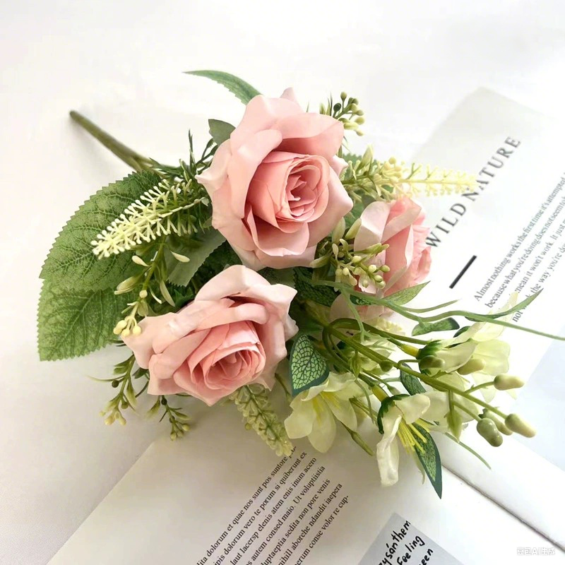 Artificial Rose Flowers 13.3 Inch 6 Stems Lifelike Silk Faux Roses for Vase Arrangements Wedding Bouquets Home Decor