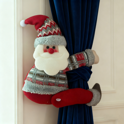 Santa Snowman & Reindeer Christmas Curtain Clips – 3-Pack Holiday Window Décor 13-17” Plush Holdbacks Gift-Ready